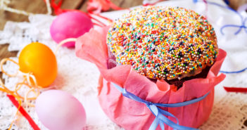 cake decorated with colorful sprinkled on Easter